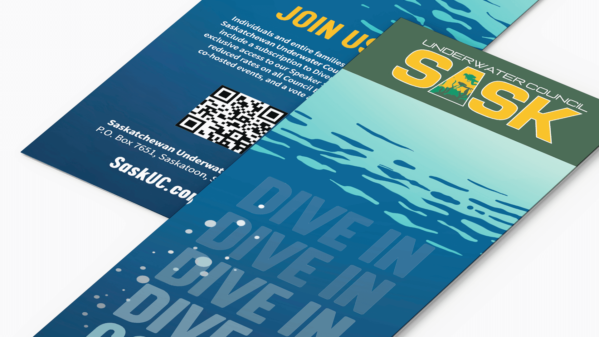 Amplify Digital Marketing Corporation, Saskatchewan Underwater Council, Print, Sask Underwater Council Trifold Brochure, Portfolio Image, Saskatchewan Underwater Council, Print, Sask Underwater Council Trifold Brochure, Portfolio Image,